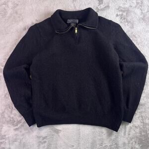 Christian Lacroix Merino Wool QuarterZip Sweater Kids Large Black Minimal Luxury
